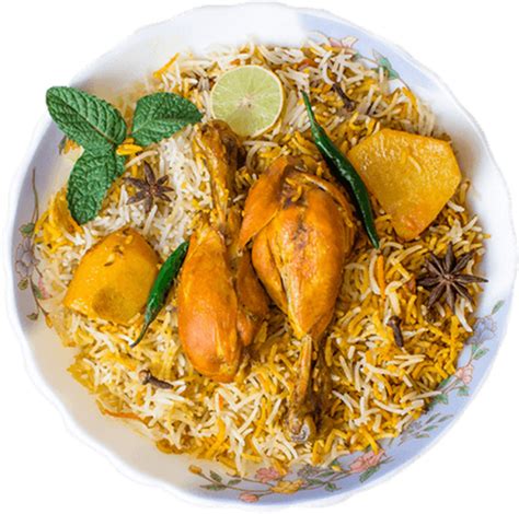 Sindhi Chicken Biryani With Aloo Lemon Boiled Rice Png Image Free