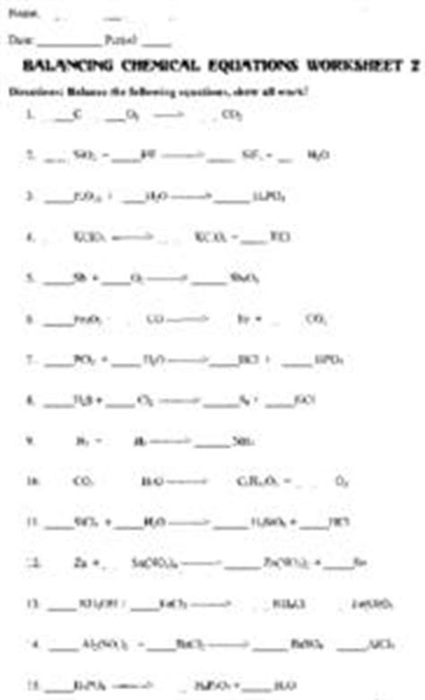 To set up an equation in the chemical equations gizmo, type the chemical formulas into the text boxes of the gizmo. Balancing Chemical Equations - Worksheet 2 Worksheet for 7th - 12th Grade | Lesson Planet