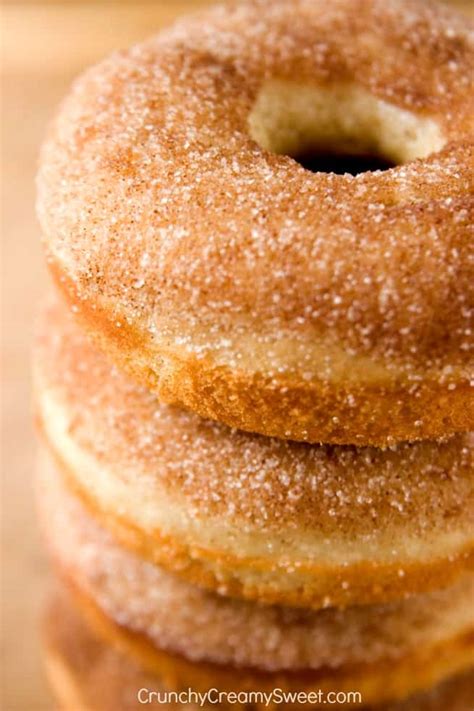 Then they're dipped in cinnamon sugar for that burst. Cinnamon Sugar Donuts - Crunchy Creamy Sweet