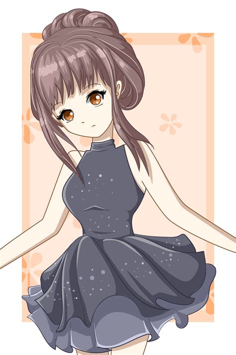 Anime Beautiful Princess Wearing Black Dress Design Character 2947525