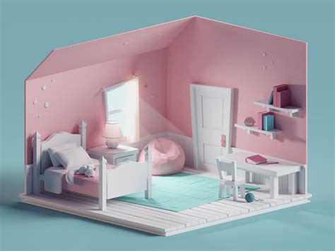 Quick Cute Room On Behance C4d In 2019 Isometric Art Isometric Design
