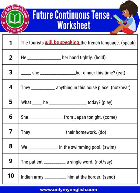 Future Continuous Tense Exercises With Answers