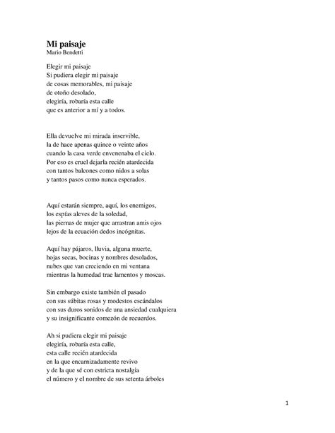 24 Poetas Latinoamericanos Mi Paisaje Mario Bendetti Elegir Mi