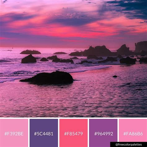 Sunset And Sunrise Oceanic Pink And Purple Color Palette Inspiration