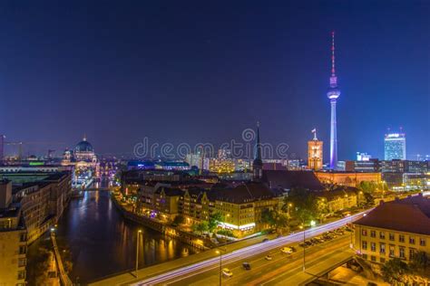 Big City Lights Night Sky Over Berlin Editorial Stock Photo Image