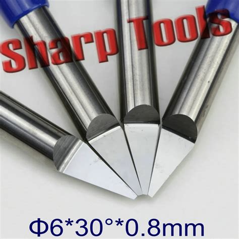 6x 08mm 30 Angle Cnc Router Bits Milling Cutters For Metal Aluminum V
