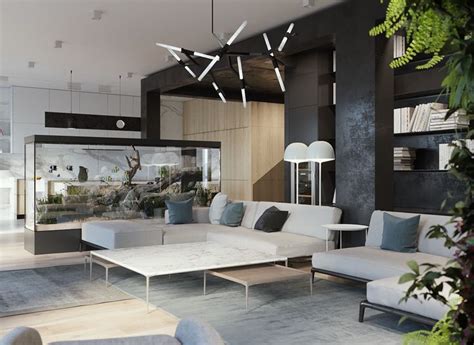 Minimalist Interior Design With Green Plant Accents Дизайн интерьера