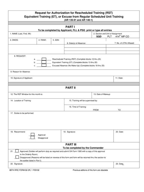 Rst Form Army Fillable Printable Forms Free Online