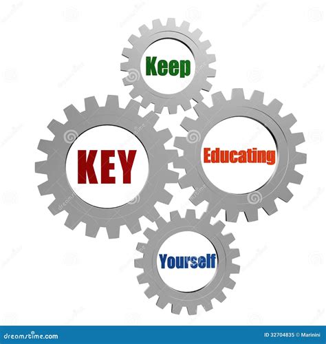 Key Keep Educating Yourself In Silver Gears Stock Illustration