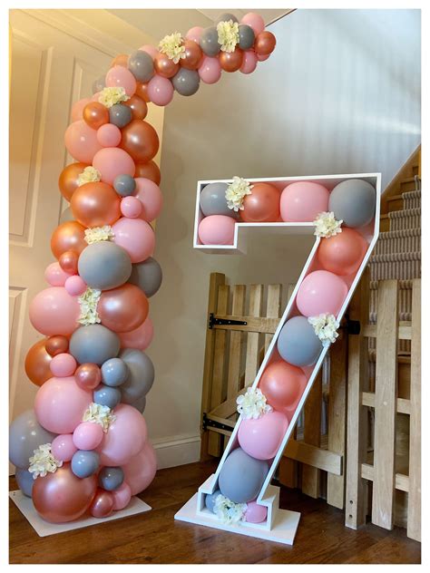 Organic Garland And Balloon Number Filled 7 Diy Birthday Decorations