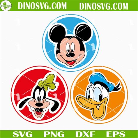 Mickey Donald Goofy Face Svg Disney Friends Svg Files For Cricut Dinosvg