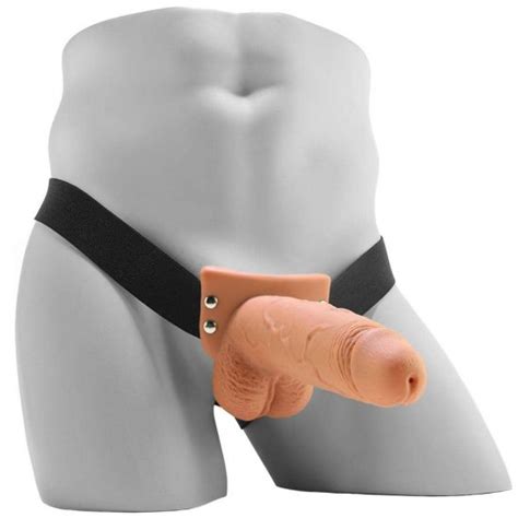 Fetish Fantasy Hollow Squirting Strap On With Balls In Tan