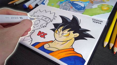 Como Desenhar O Goku E O Naruto Em Estilo Cartoon Toonstorial Youtube