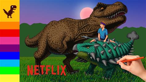 Drawing And Coloring T Rex And Bumpy From Jurassic World Camp Cretaceous Draw Dinosaurs Color