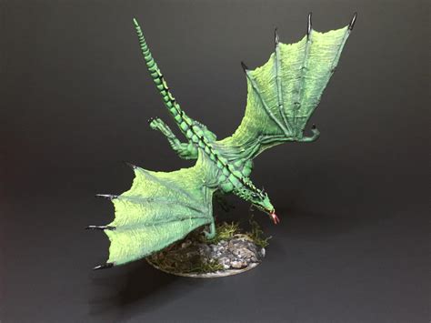 Painted Young Green Dragon Miniature Art Rdnd