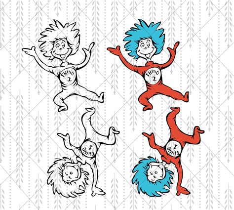 Thing 1 And Thing 2 Dr Seuss Svg Cricut Cut Files Svg Etsy