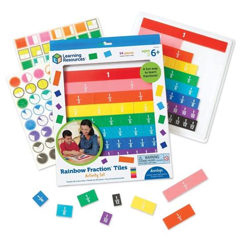Rainbow Fraction® Plastic Tiles With Tray 51 Pieces 2010 Esp