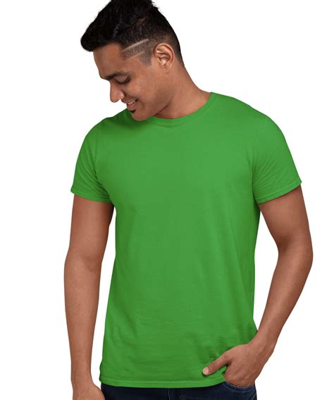 Medle Solid Flag Green Mens T Shirt Regular Fit Elegant Cotton Tee