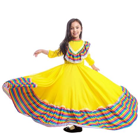 Traditional Mexican Girl Big Dress Long Dress National