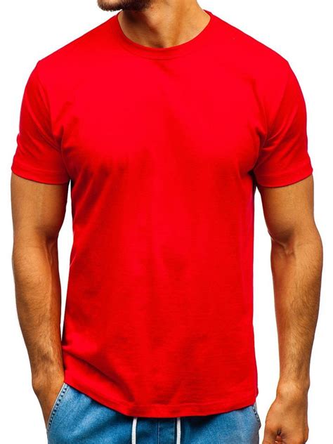 Camiseta De Manga Corta Lisa Para Hombre Roja Bolf T1047 Rojo