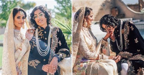 Indian Pakistani Lesbian Couple Goes Viral For Beautiful Photos In Traditional Wedding Outfits