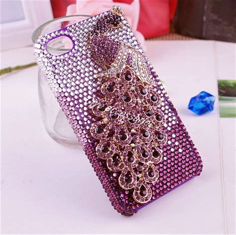 Gorgeous Peafowl 3d Alloy Bling Cell Phone Case For Iphone 4g Diamond
