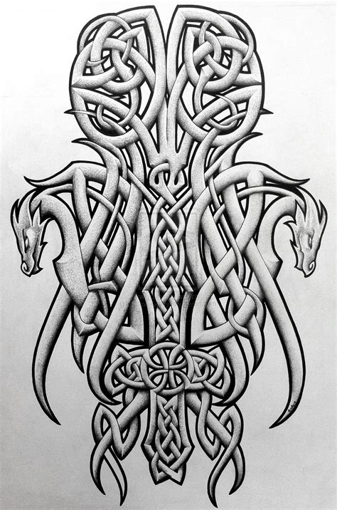 Celtic Dragons And Cross By Tattoo Design On Deviantart Celtic Dragon