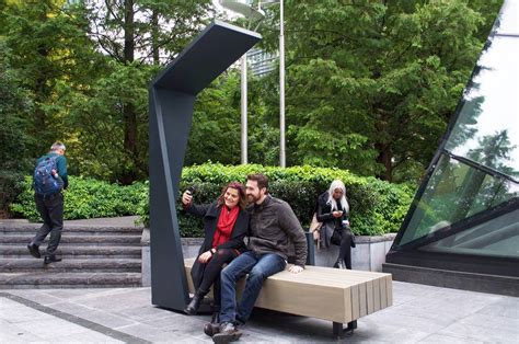 Solar Powered Smart Benches Installed At Londons Canary Wharf