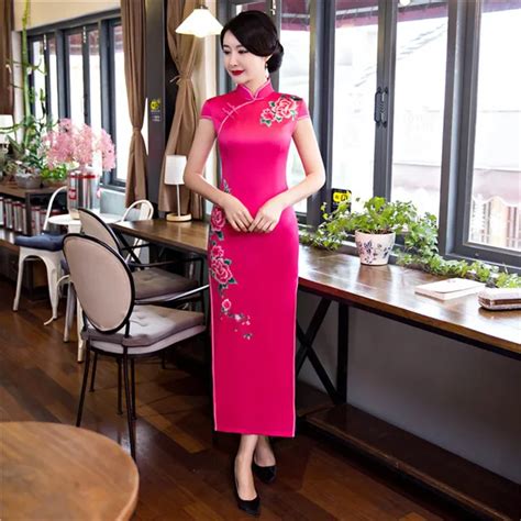 Buy Chinese Style Bride Wedding Dress Novelty Women Sexy Satin Flower Qipao New