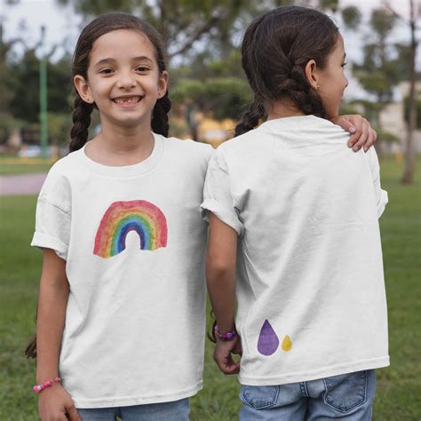 Girls Rainbow T Shirt In White Designed By Sophia Teardrop T Shirts