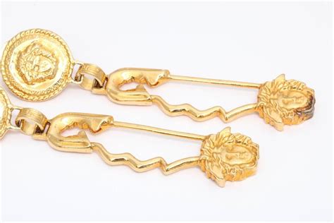 Rare Gianni Versace Large Safety Pin Earrings At 1stdibs Versace