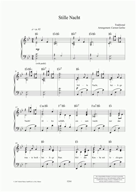 Stille Nacht Piano Sheet Music Onlinepianist