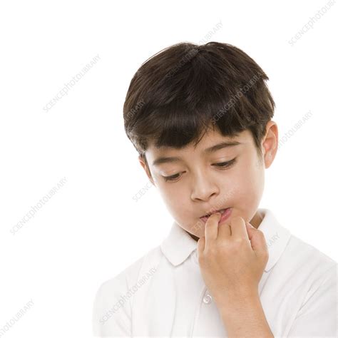 Boy Biting His Nails Stock Image F0027779 Science Photo Library