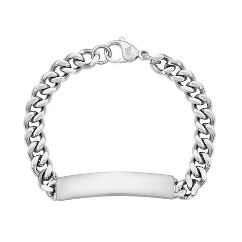 Cuban Link Id Bracelet 8mm Silver 75 Arz Steel Touch Of