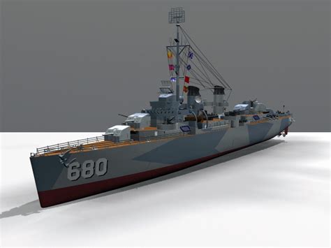 Fletcher Class Destroyer 3d Model 3ds Max Files Free Download Modeling 44771 On Cadnav