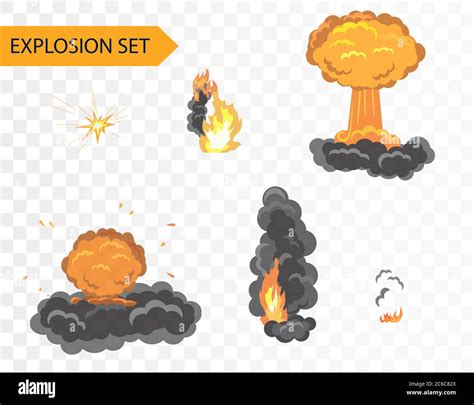 Explode Animation Effect Vector Cartoon Explosion Set On Alpha