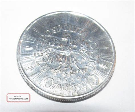 1936 Poland 10 Zlotych Silver Coin 22 Grams Rare Coin Jozef Piludski Sweet