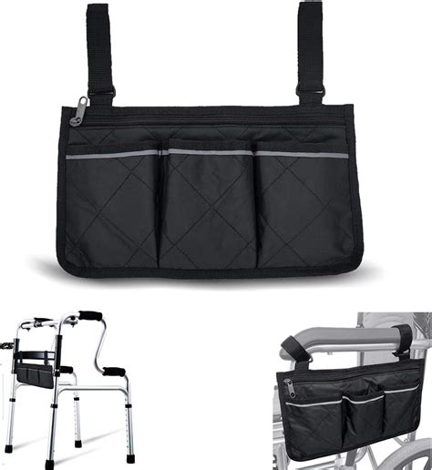 Upgraded Wheelchair Bag With Pockets Universal Waterproof Armrest
