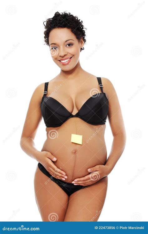Czerń Ubierający Bielizny Zadowolony Kobieta W Ciąży Obraz Royalty Free Obraz 22473856