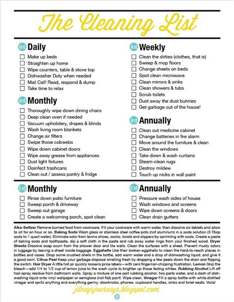 Daily Weekly Monthly Cleaning Checklist Printable Get Your Hands On