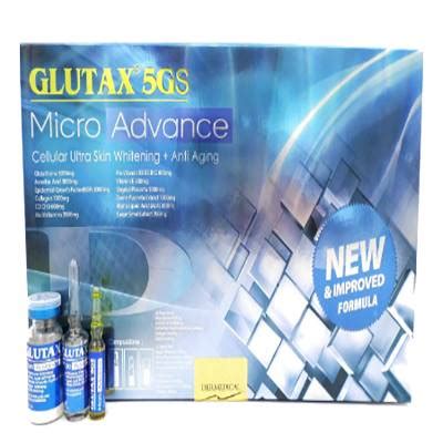 Buy glutax 2000gs recombined skin whitening injection from healthcare beauty site. Glutax 5GS Micro Advance Glutathione 12 sessions skin ...