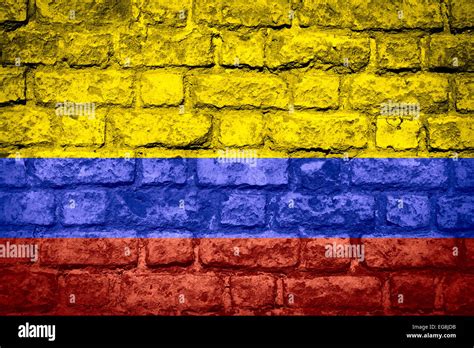 Flag Of Colombia Or Colombian Banner On Brick Texture Stock Photo Alamy