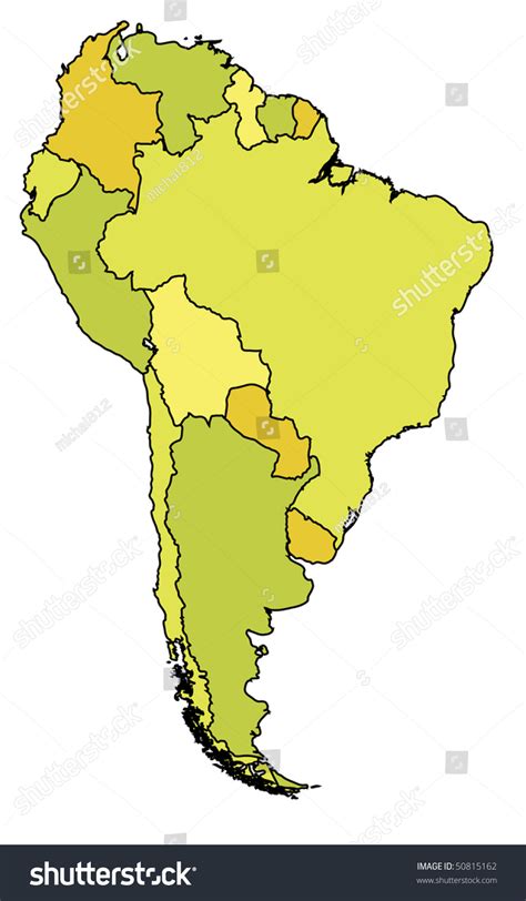 Political Map South America Country Territories Stock Vector Royalty