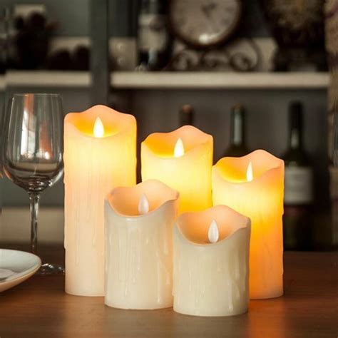 Flameless Led Candles Real Wax Battery Powered Flickering Pack Of 3
