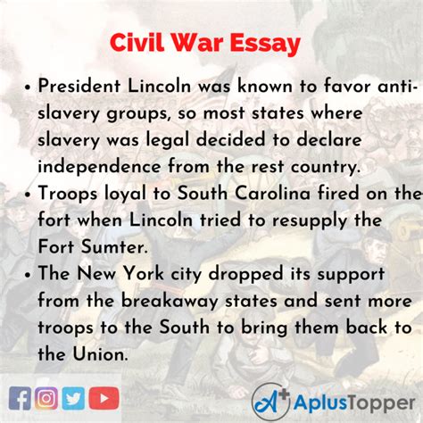Civil War Essay Essay On Civil War For Students And Children In