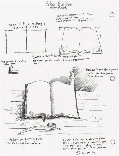 Adrons Art Lesson Plans How To Draw An Open Book With Pen And Ink For
