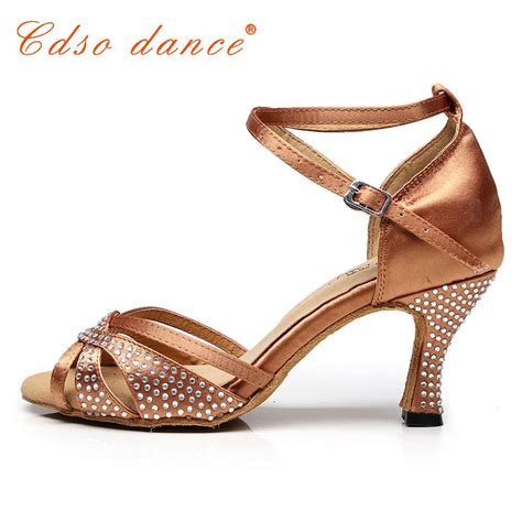 Cdso Dance Brand Shoes 10308 Rhinestone Salsa Shoewomens Satin Latin Ballroom Dance Shoes In