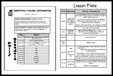 Lesson Plan Template For Substitute Teacher Printable