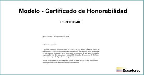Certificado De Honorabilidad Plantilla Docx Kulturaupice