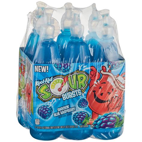 Kool Aid Sour Bursts Shockin Blue Raspberry Soft Drink 675 Oz Bottles
